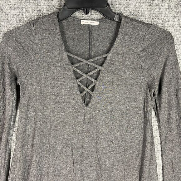 Ming‎ Ming Shirt Small Womens USA Made Tunic Flare Sleeve Gray Minimal Festival - Picture 3 of 8